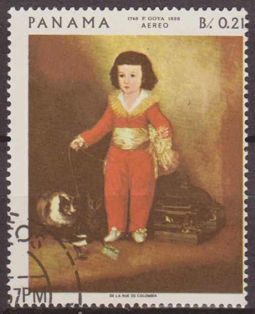 Panama 1959 Scott 481G Sello * Pinturas de Goya Correo Aereo Don Manuel Osorio Manrique de Zuñiga niño matasellos de favor Preobliterado 